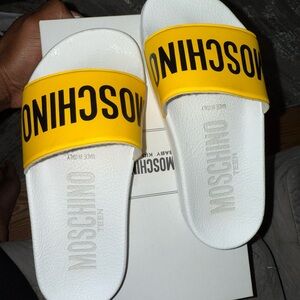 Moschino Yellow Slide Sandals